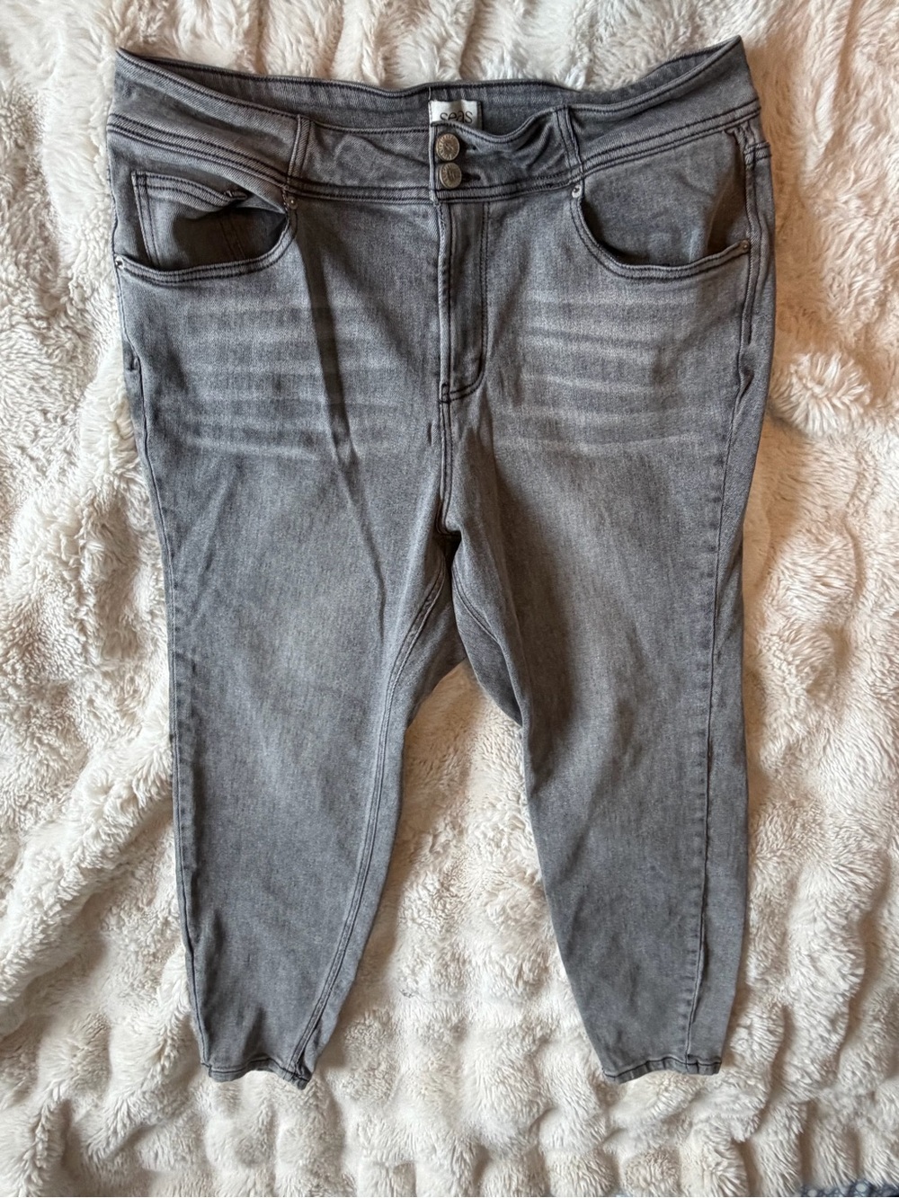 Seas 78 & Sunny Gray Stretch Skinny Jeans 16W Double Button Wantable